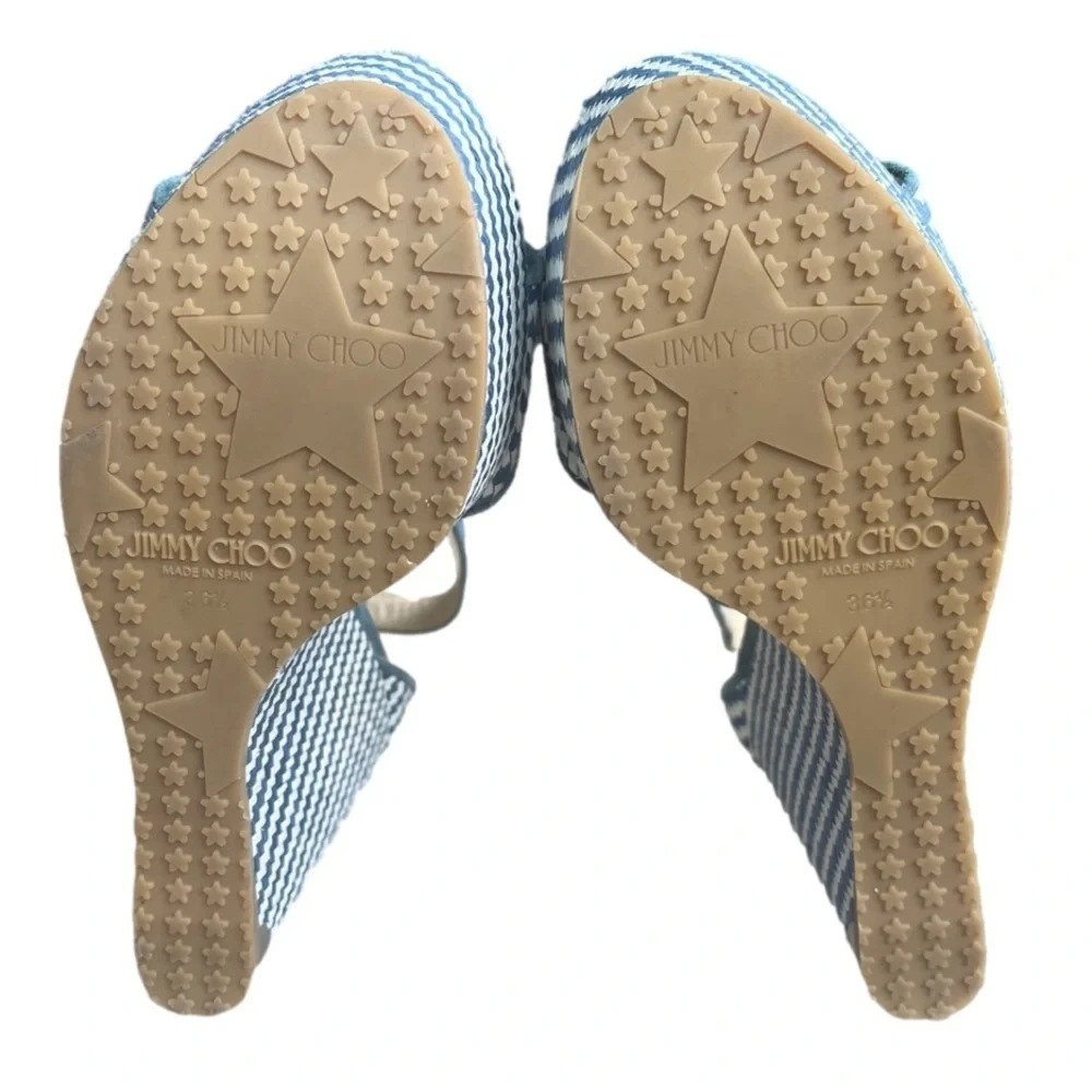 Jimmy Choo Portia 120 Raffia Wedge Sandals Authentic